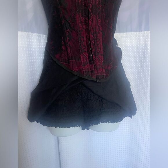 Skort Short Skirt with Lace Overlay Mini Skirt - Picture 4 of 5